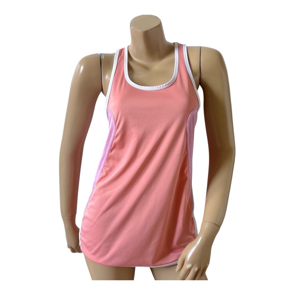 Jockey Athletic Tank Top Womens S Pink Coral Racerback Running Workout Mesh Trim